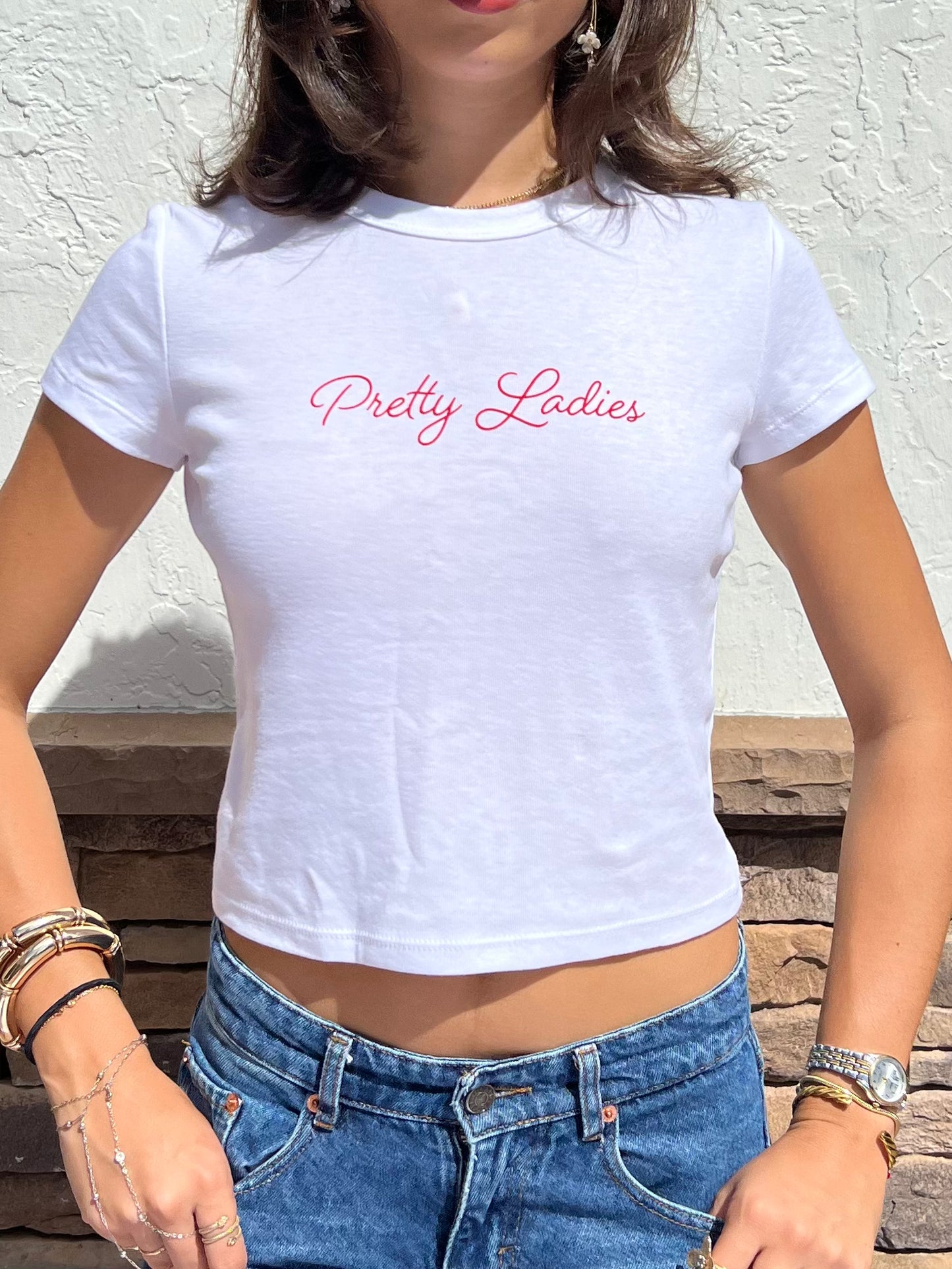 White & Red Baby tee